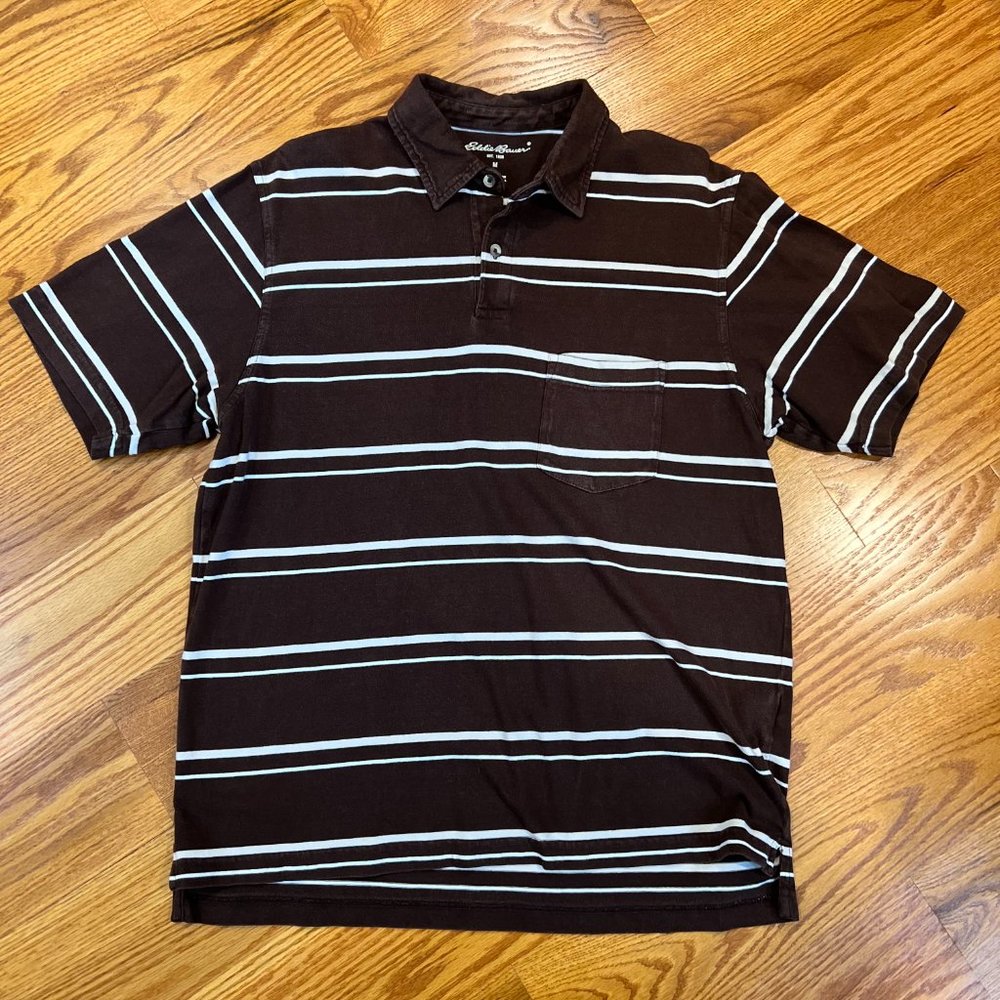 Eddie Bauer Brown Striped Polo